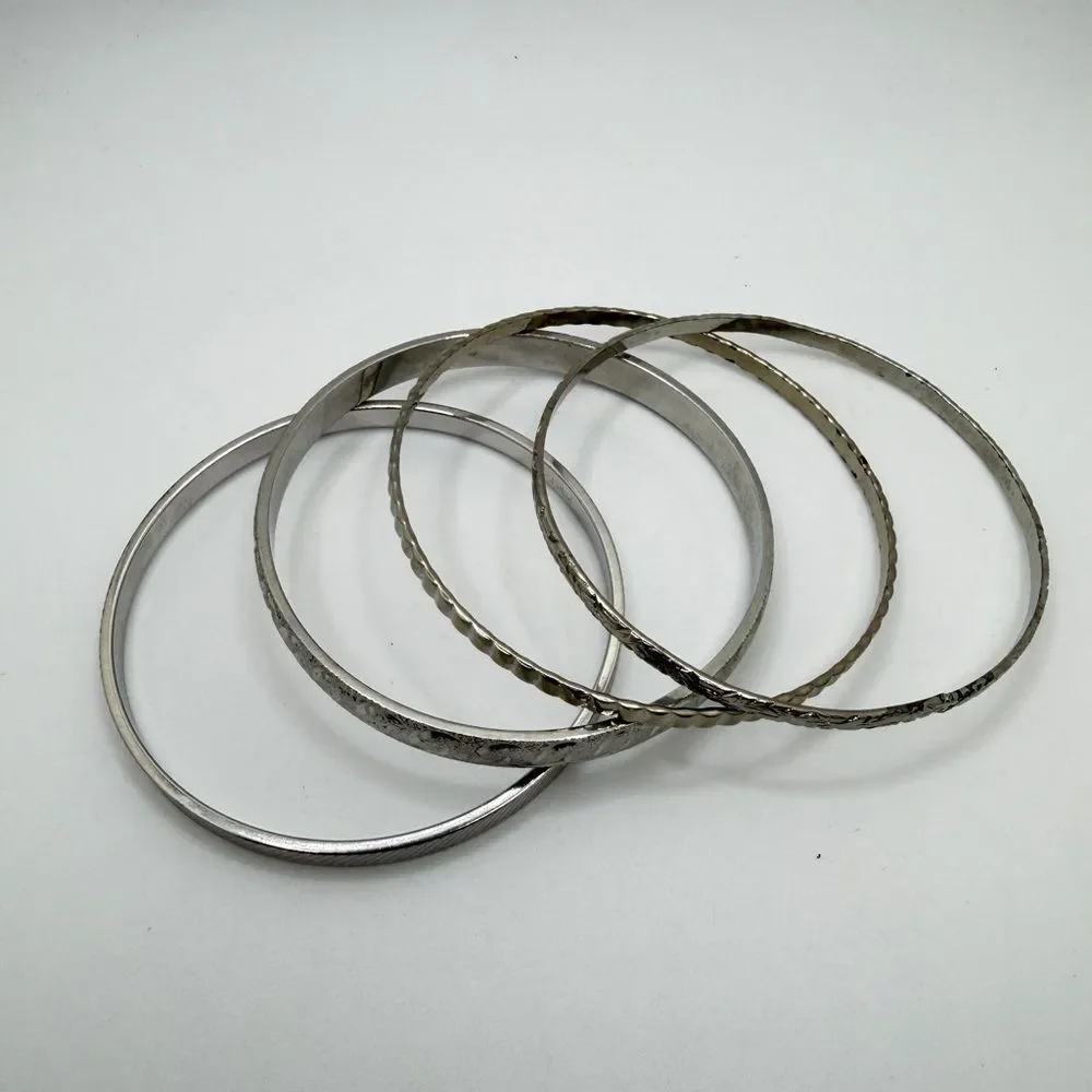 Vintage Monet‎ Silver tone Bangle Bracelet BUNDLE!